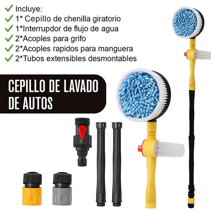 HydroCepillo 360 – Limpia tu auto sin esfuerzo solo conecta, gira y brilla
