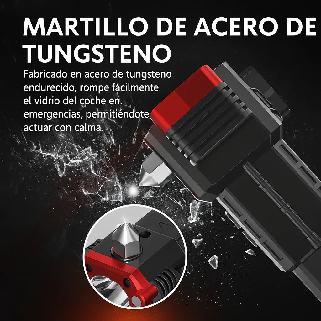 🔦 Linterna de Seguridad 5 en 1 con Martillo y Power Bank